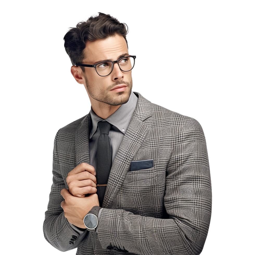 AI generated Young stylish man posing isolated on transparent background png