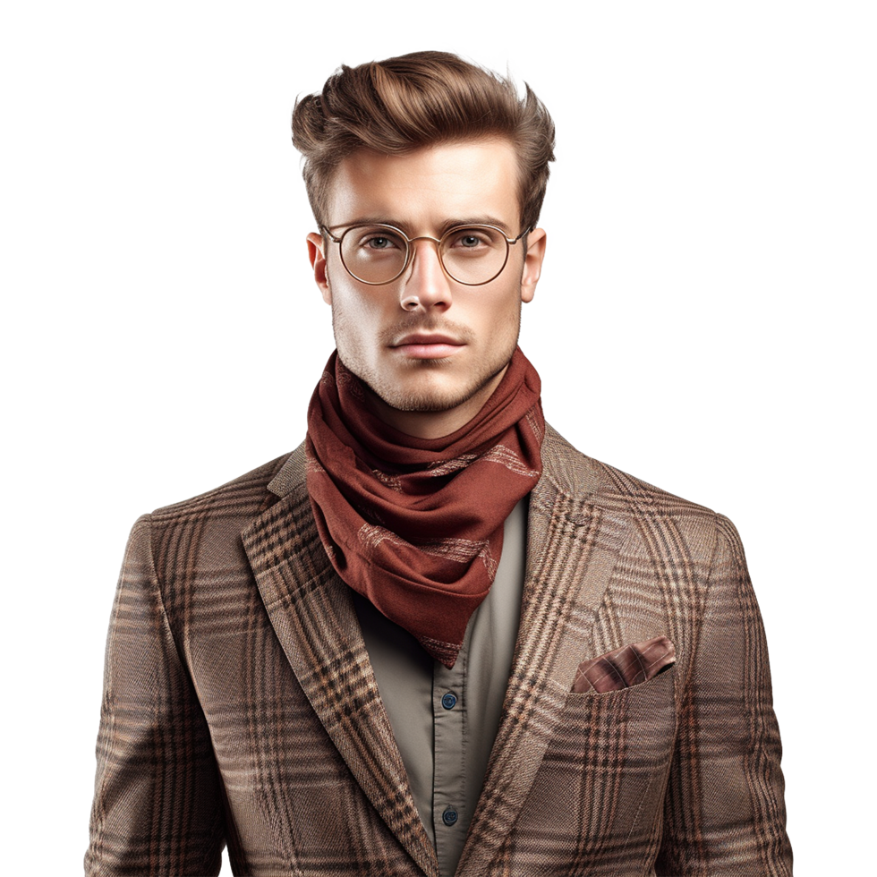 AI generated Young stylish man posing isolated on transparent background png