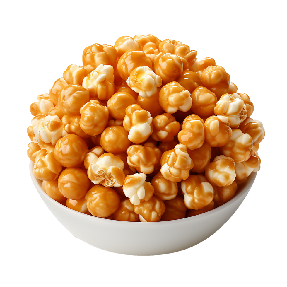 ai generiert Karamell Puff Mais Popcorn png isoliert auf transparent Hintergrund