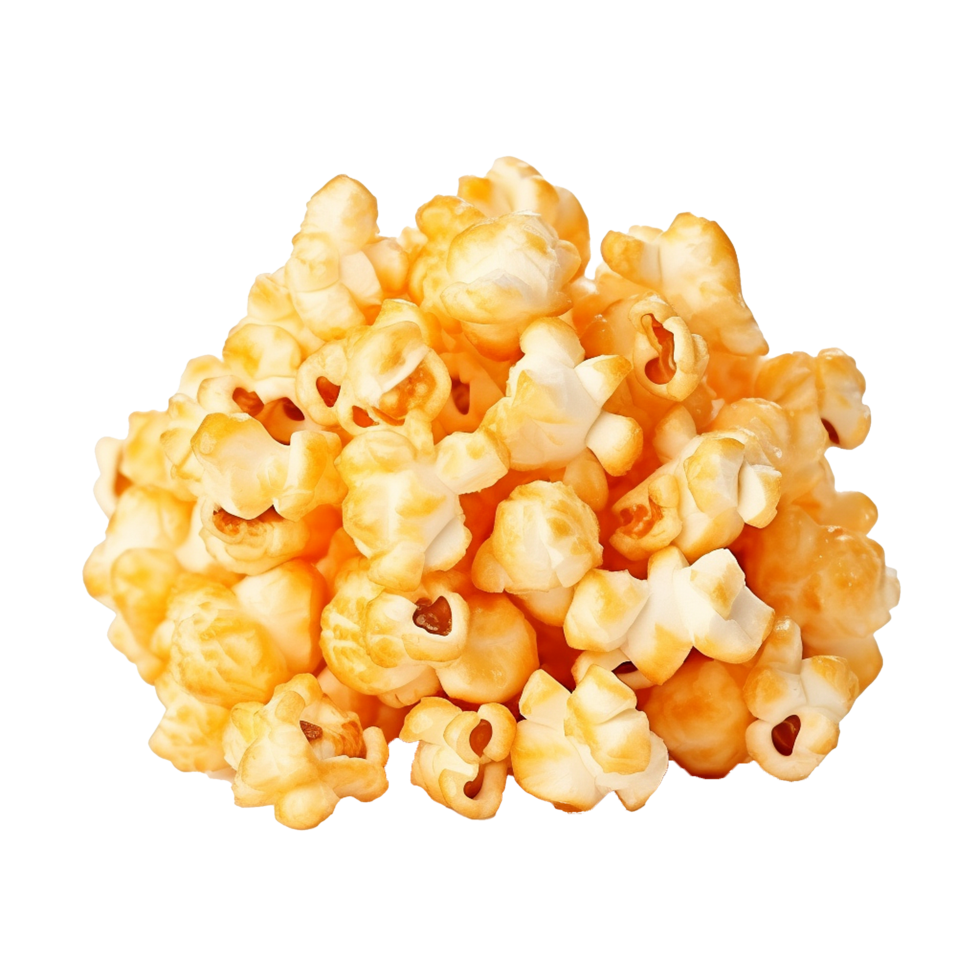 ai gegenereerd karamel bladerdeeg maïs popcorn PNG geïsoleerd Aan transparant achtergrond