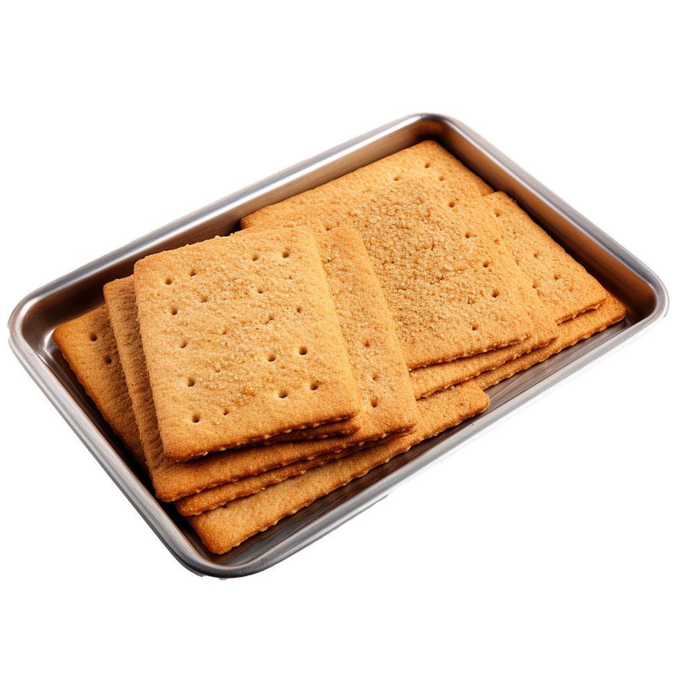 AI generated Baking sheet with graham crackers png isolated on
