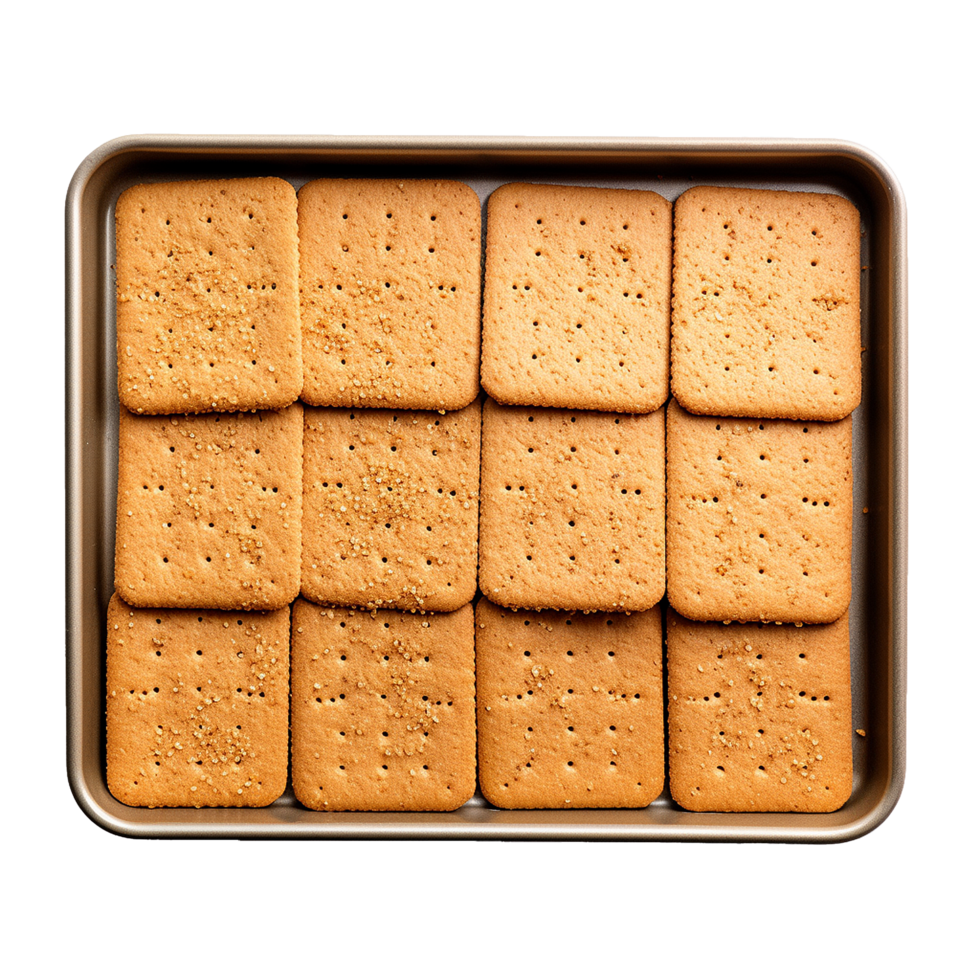 AI generated Baking sheet with graham crackers png isolated on