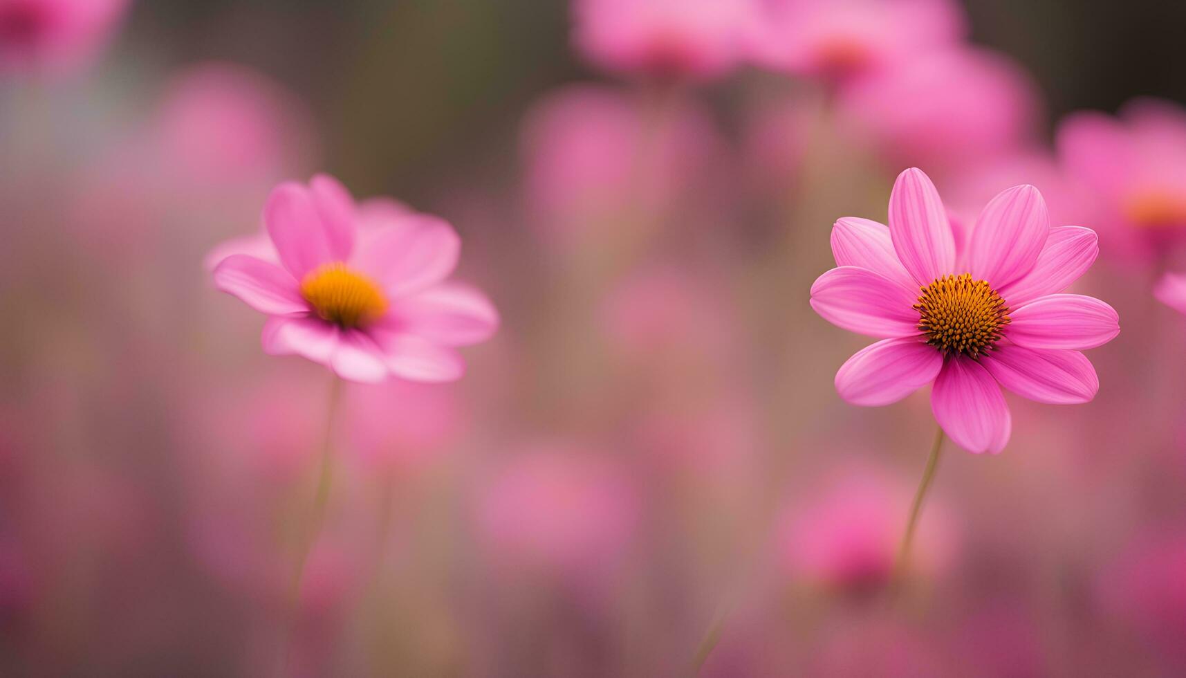 AI generated pink flowers in a field with blurred background photo