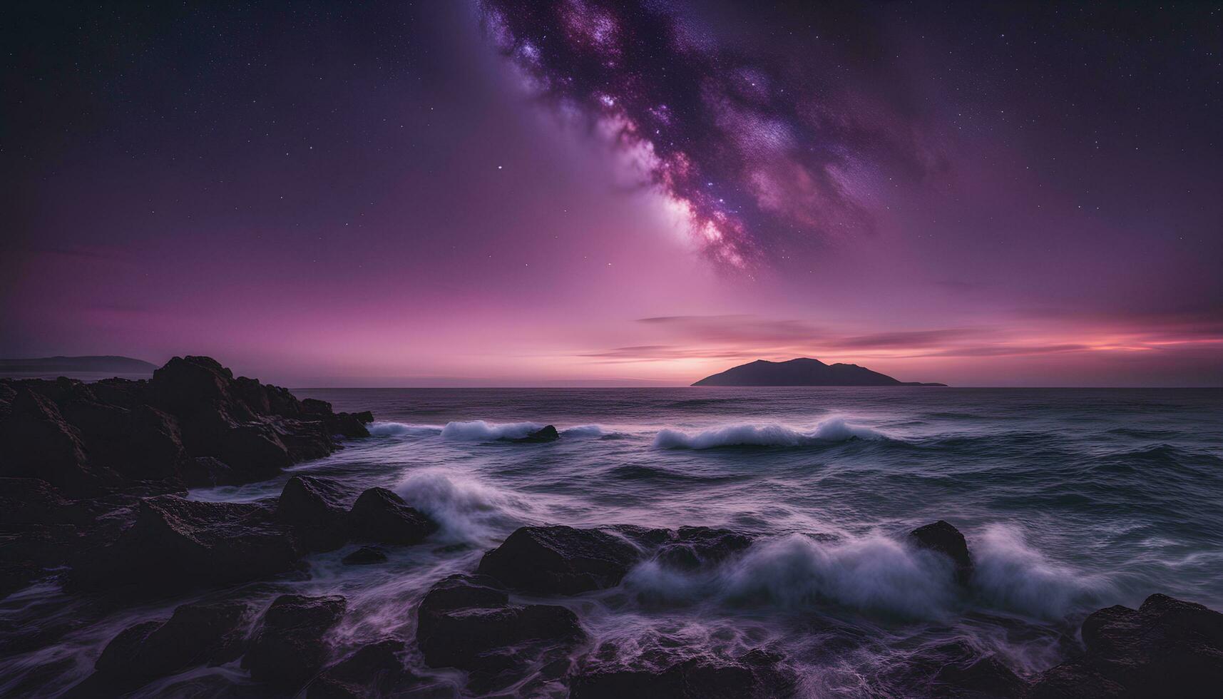 AI generated the milky way over the ocean at night photo