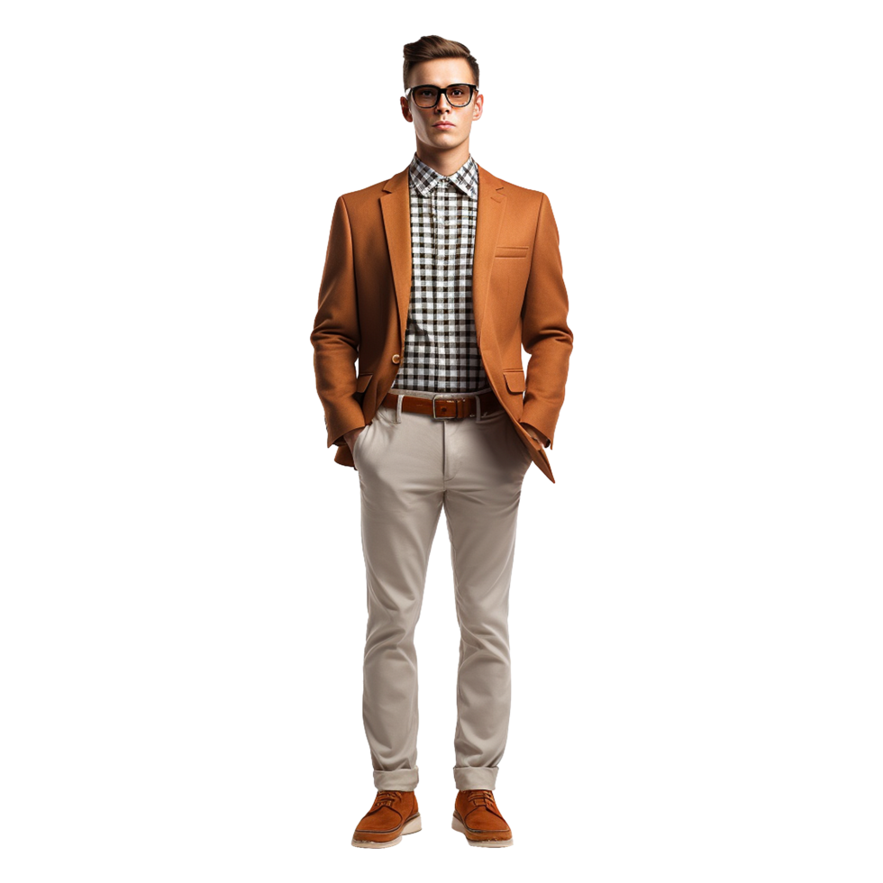 AI generated Young stylish man posing isolated on transparent background png
