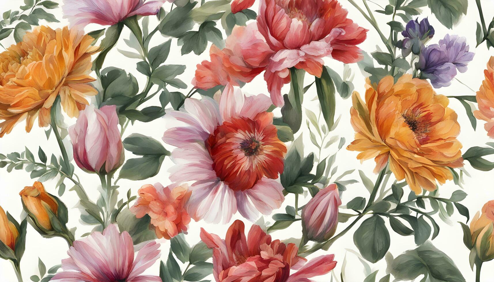 AI generated a seamless pattern with flowers on it photo
