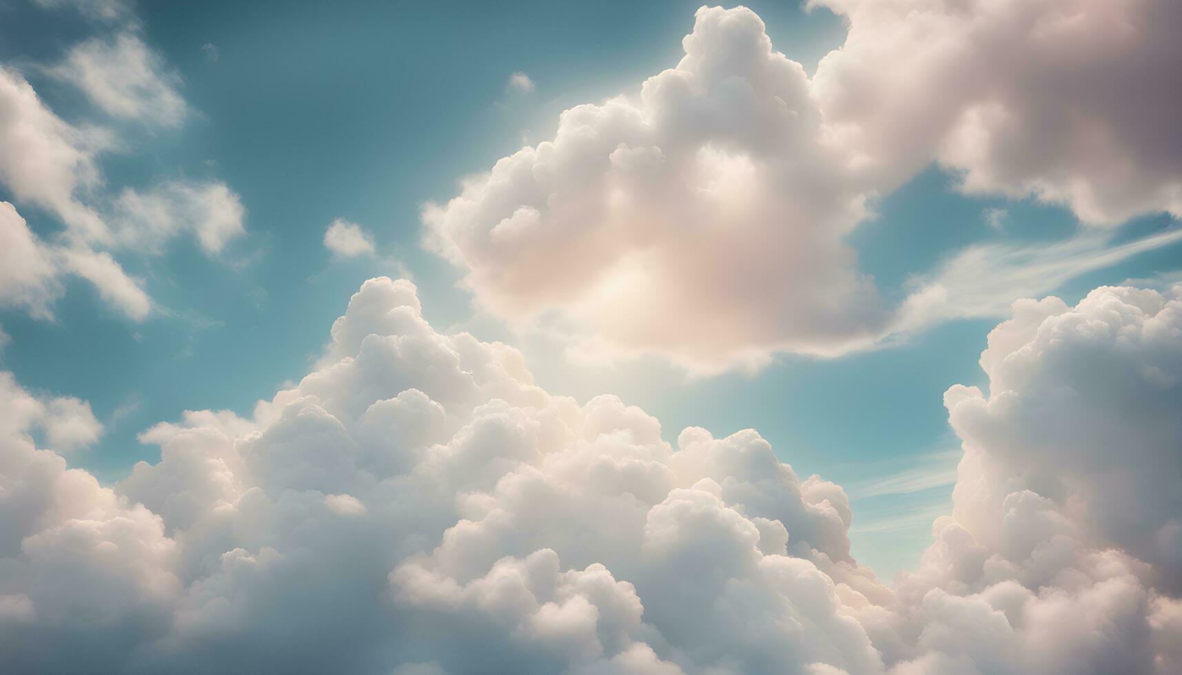 AI generated clouds in the sky with a bright sun shining through photo
