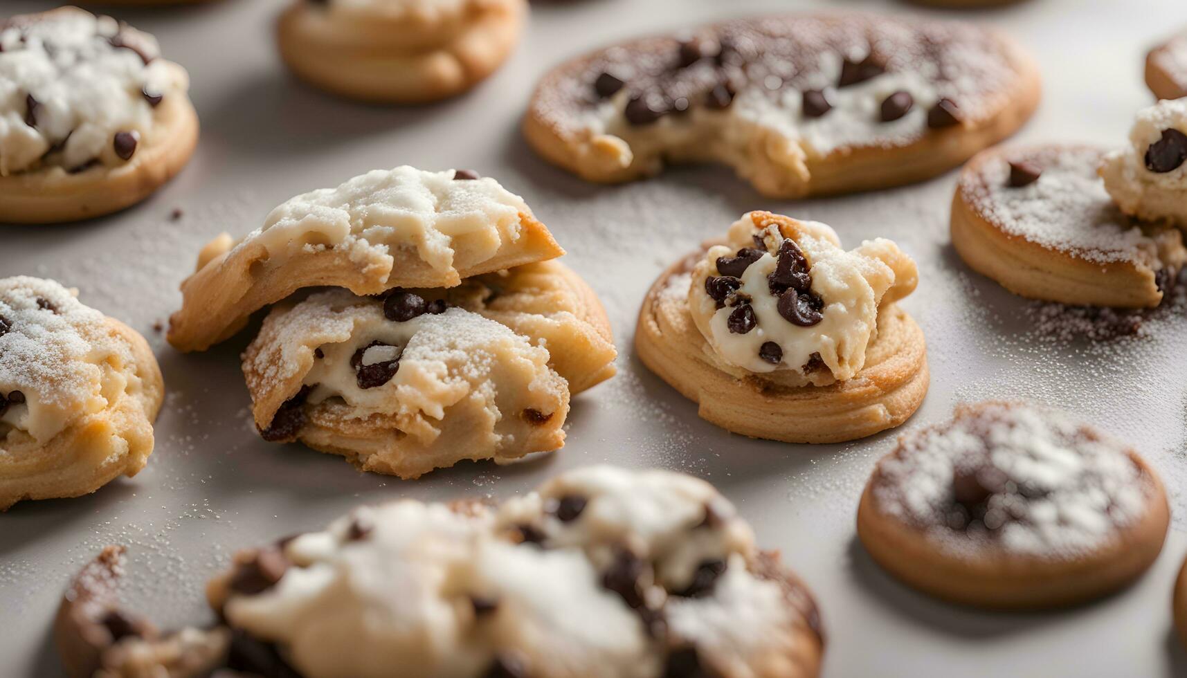 AI generated chocolate chip cookies with powdered sugar 36747845 Stock