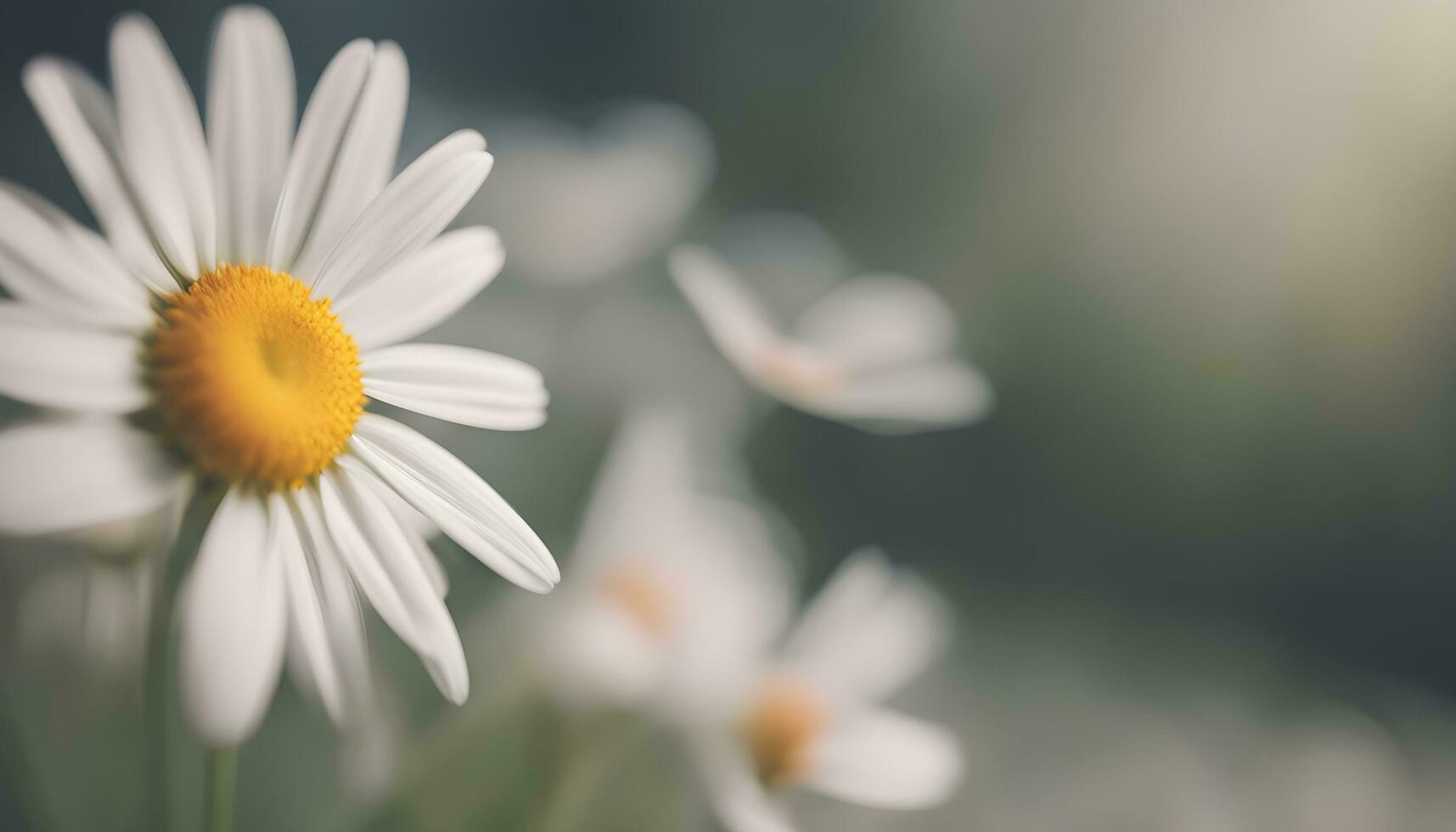 AI generated daisies are shown in a field with blurred background photo