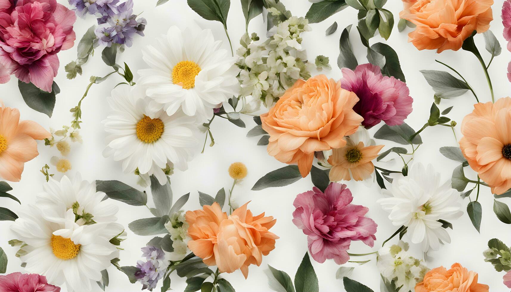 AI generated floral wallpaper with white background photo