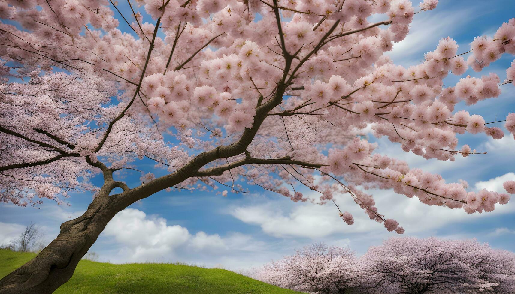 AI generated cherry blossom tree in the park photo