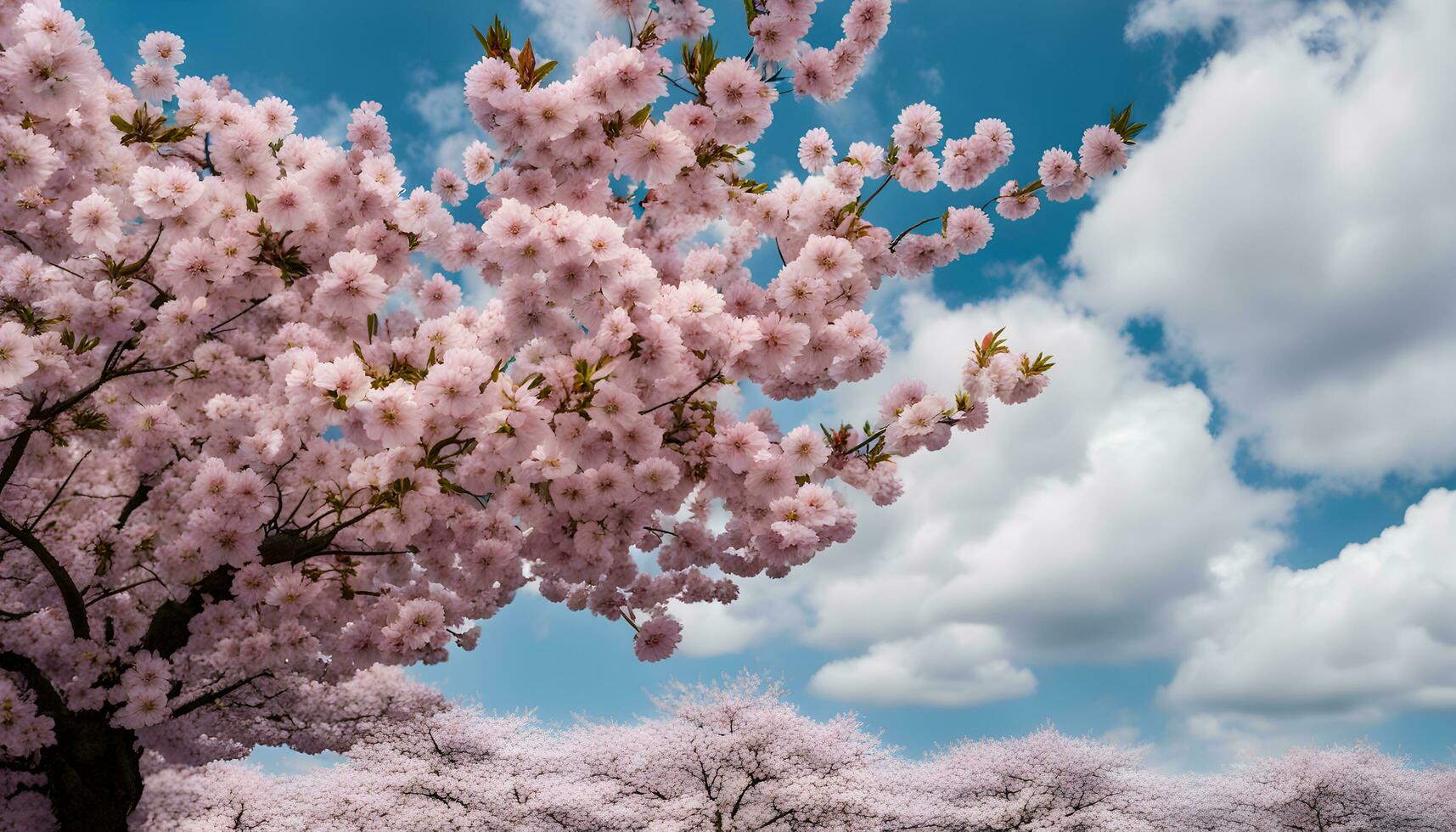 AI generated cherry blossoms in bloom on a sunny day photo