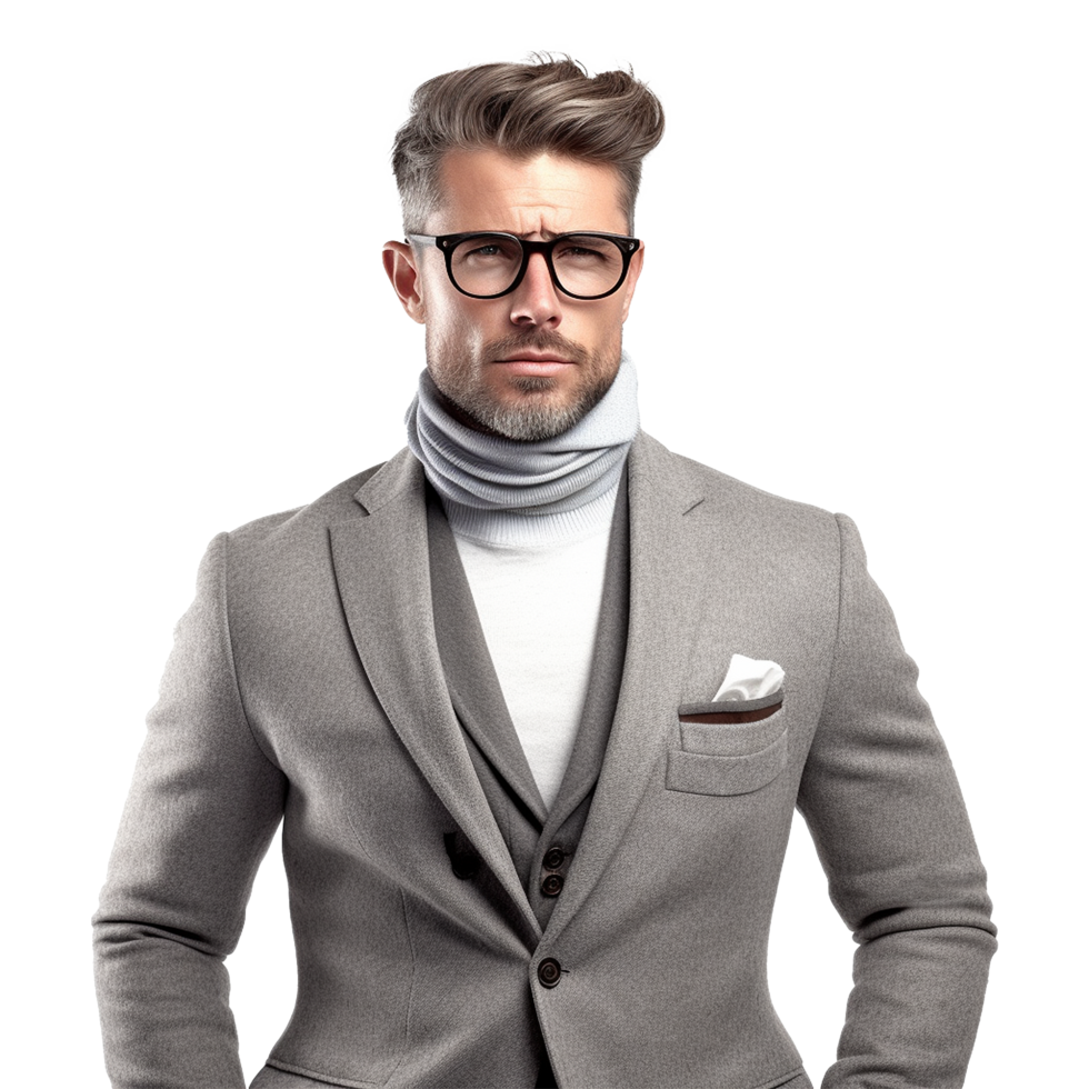 AI generated Young stylish man posing isolated on transparent background png