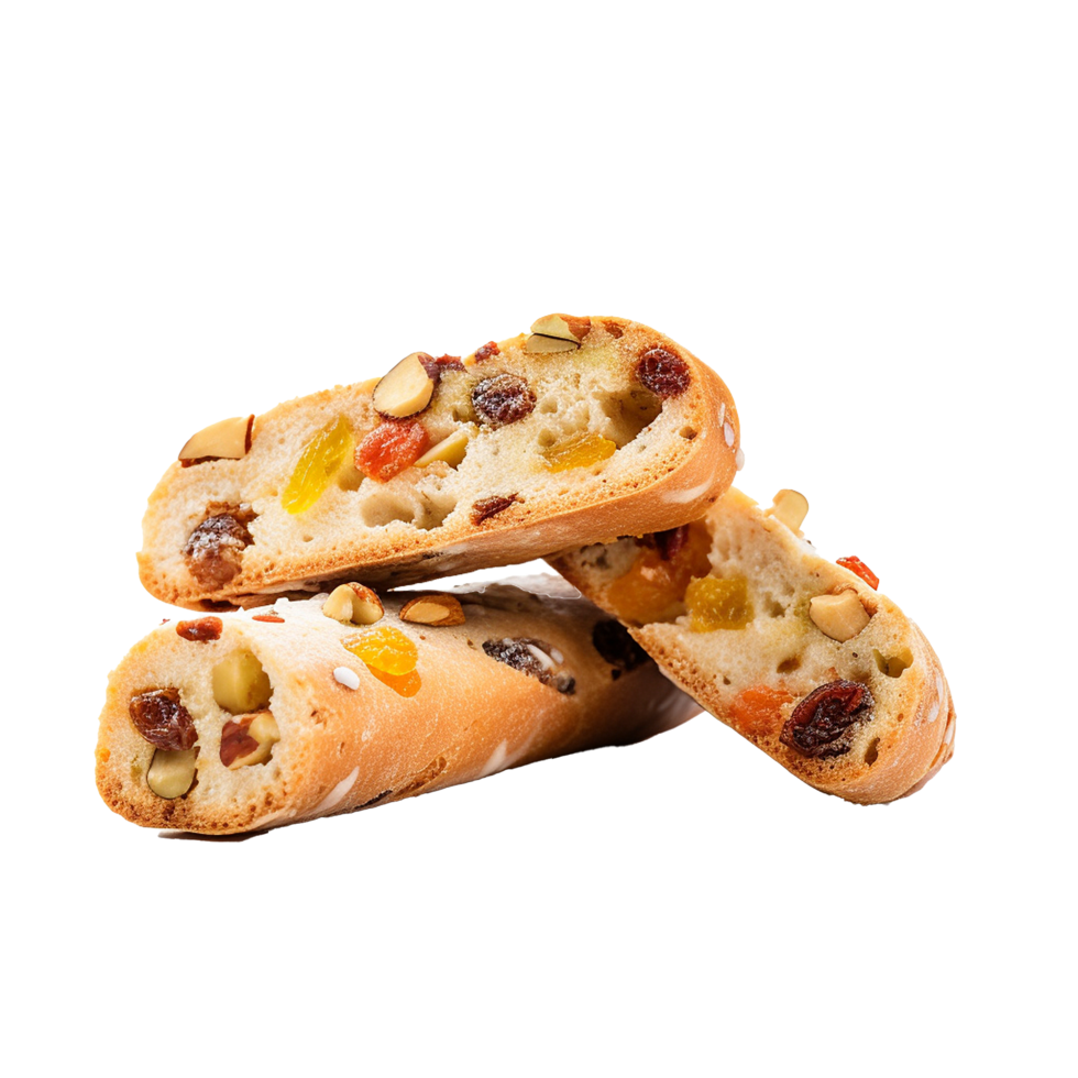 AI generated Candied fruits and nut filled cantucci cookies png isolated on transparent background