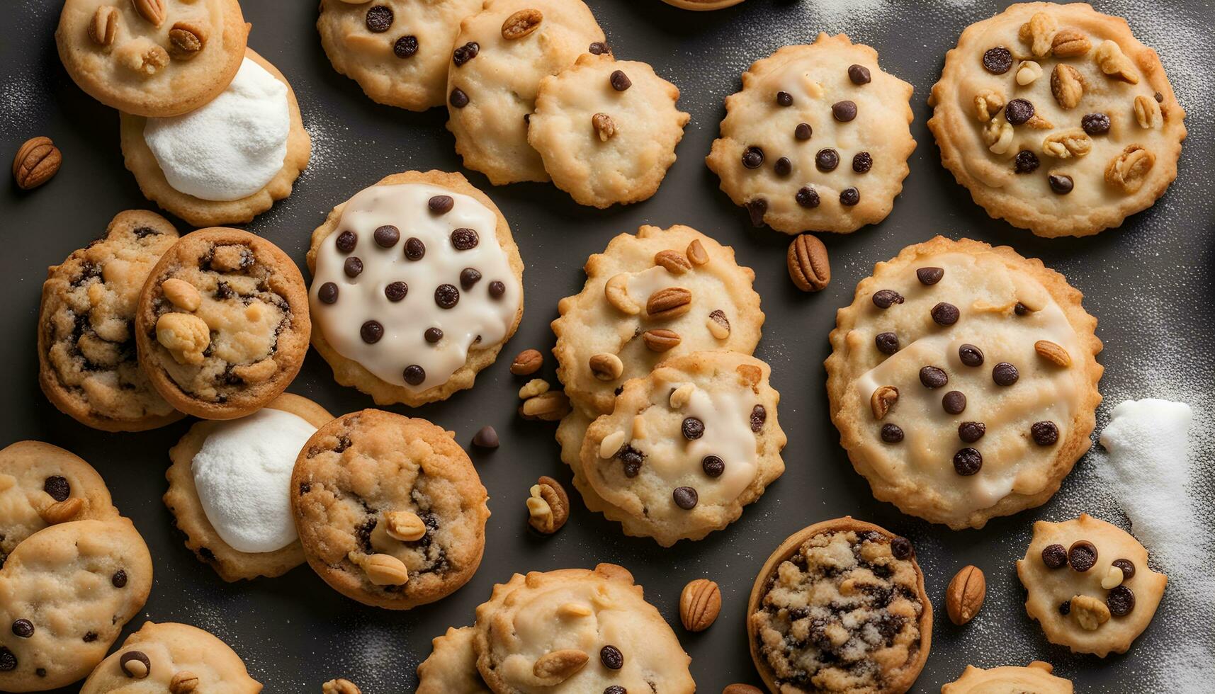 AI generated a variety of cookies are arranged on a table photo