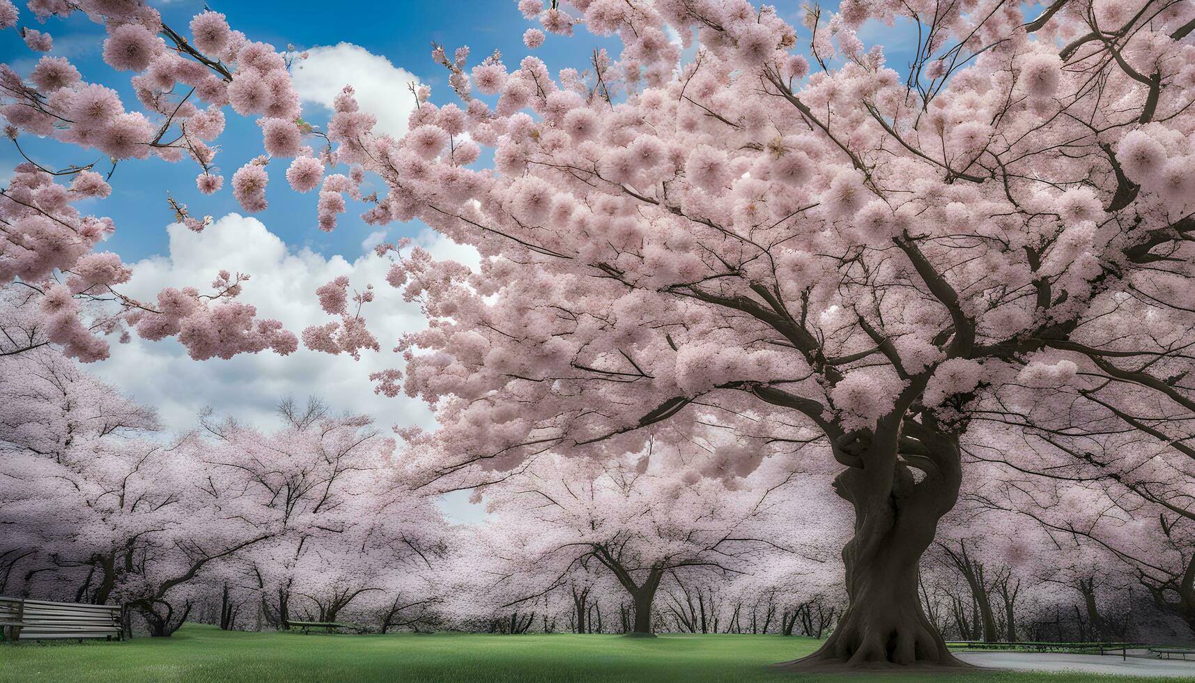 AI generated a beautiful pink tree is in bloom photo