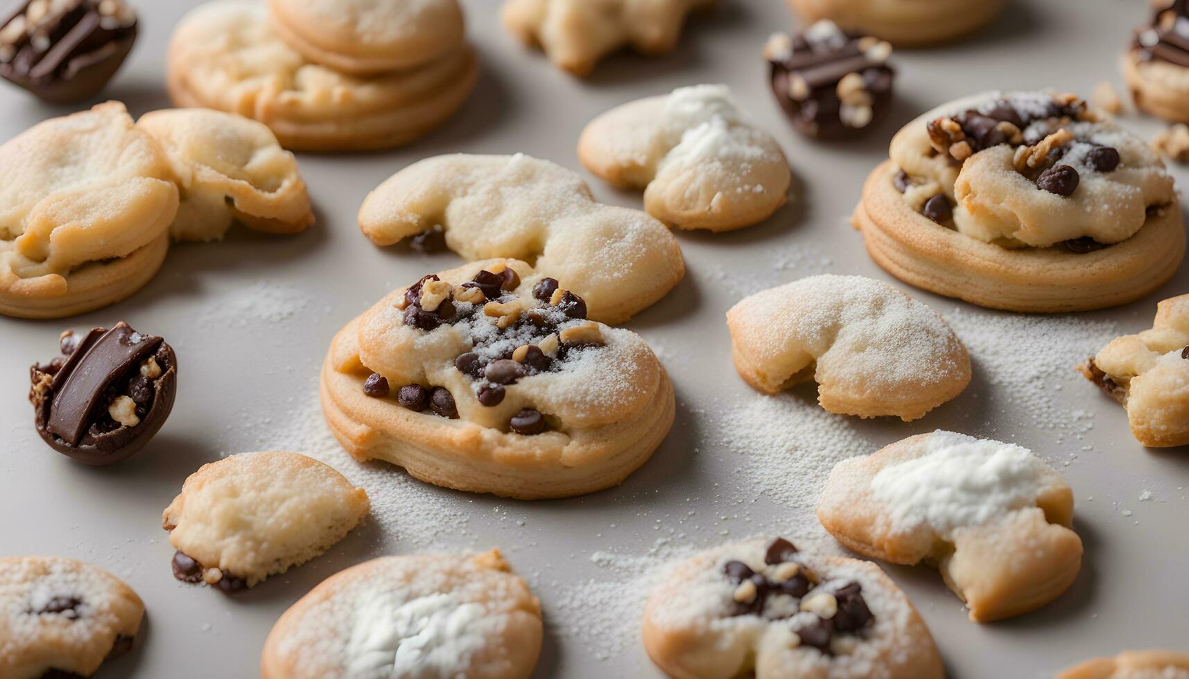 AI generated chocolate chip cookies with powdered sugar 36748554 Stock