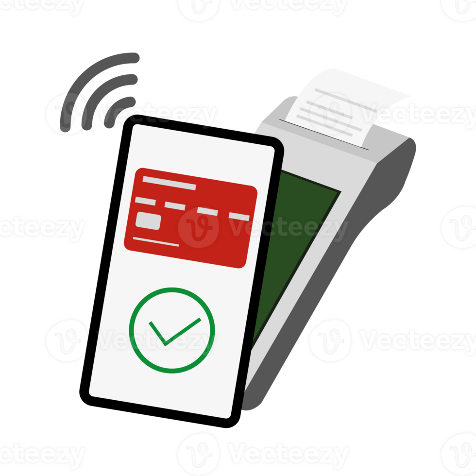 POS terminal accepting a digital wallet payment on smartphone png