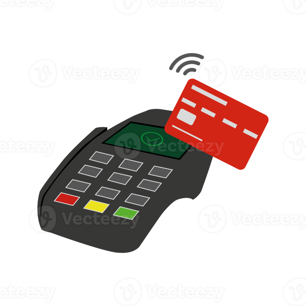Contactless POS terminal payment with credit card, transactions and payments concept png