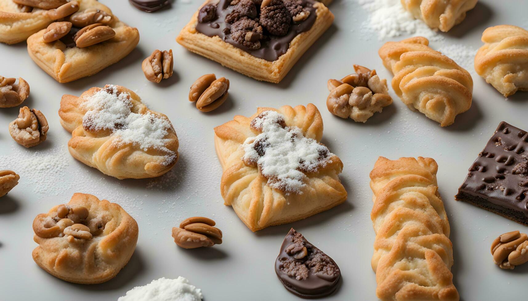 AI generated assorted pastry items on a white surface photo