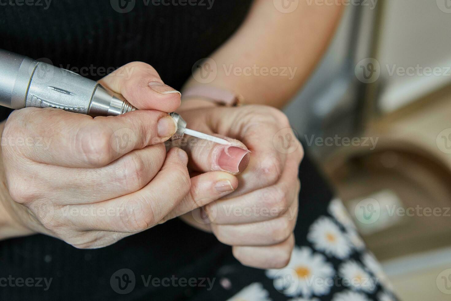 Advanced Gel Nail Extension and Manicure Performed by Professional Nail Technician photo