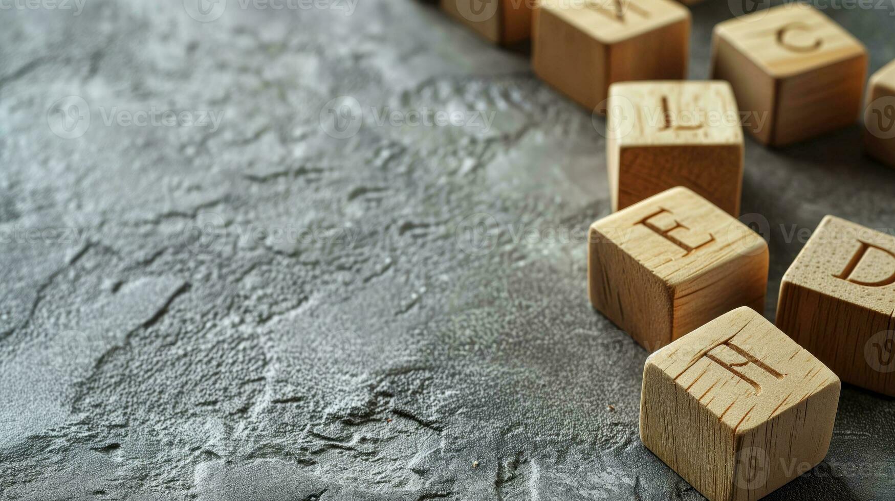 AI generated Wooden alphabet blocks on a textured surface photo