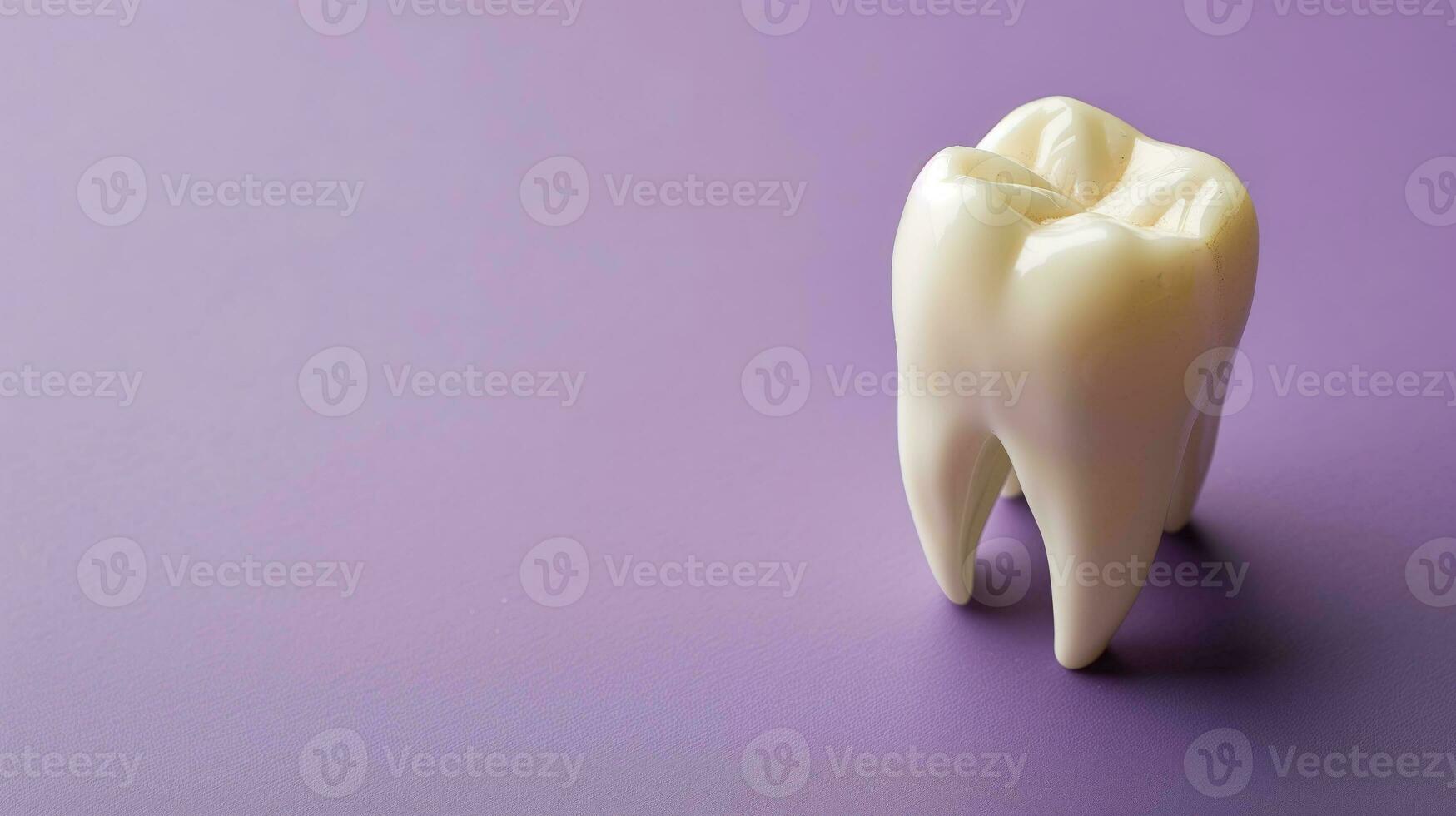 ai generado modelo de un diente en un púrpura antecedentes foto
