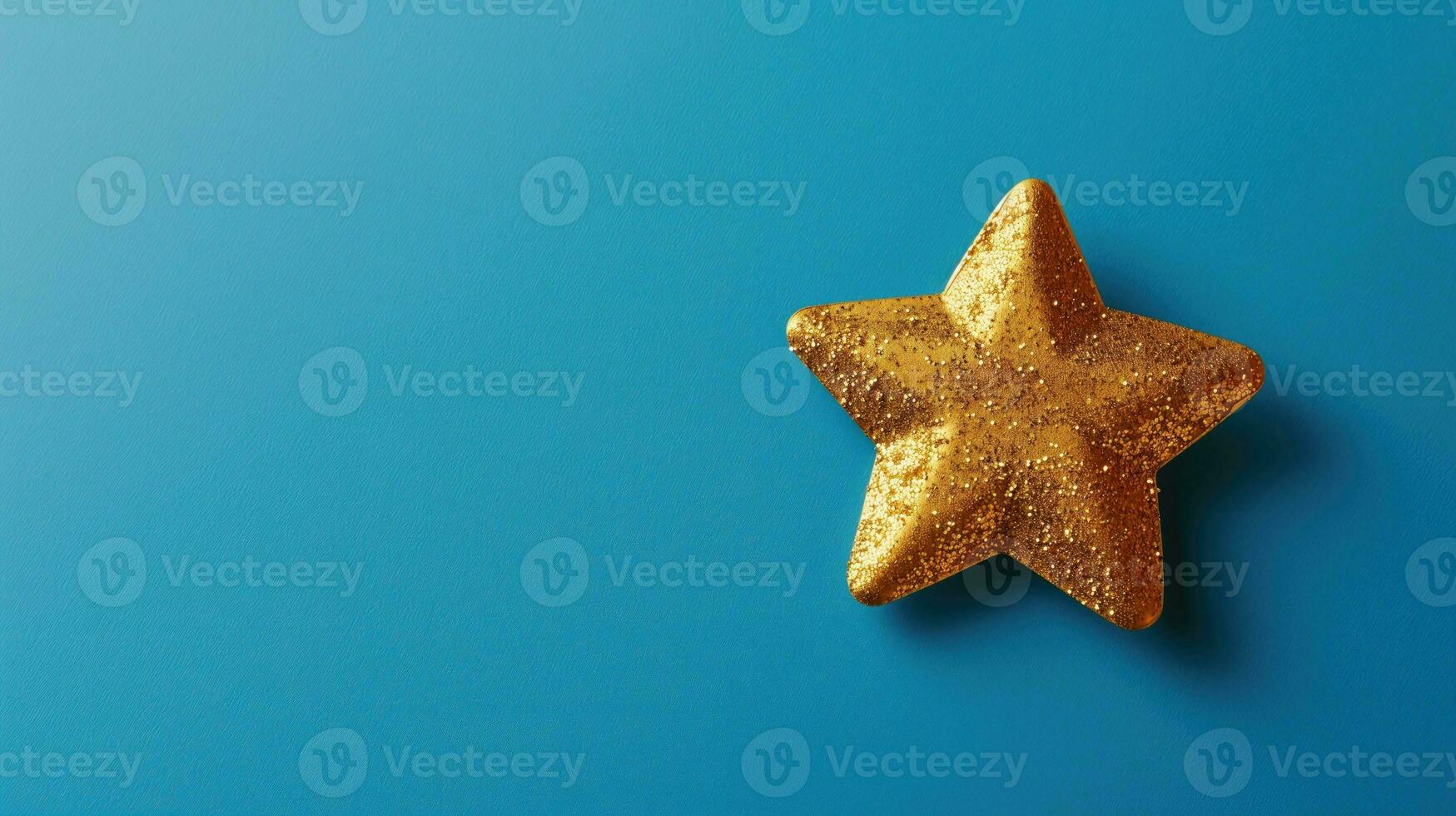 AI generated A glittering gold star on a blue background photo