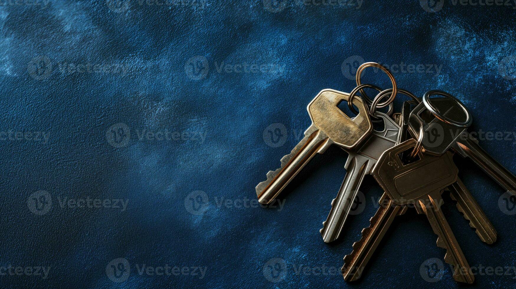 AI generated A bunch of keys with a label on a dark blue surface photo