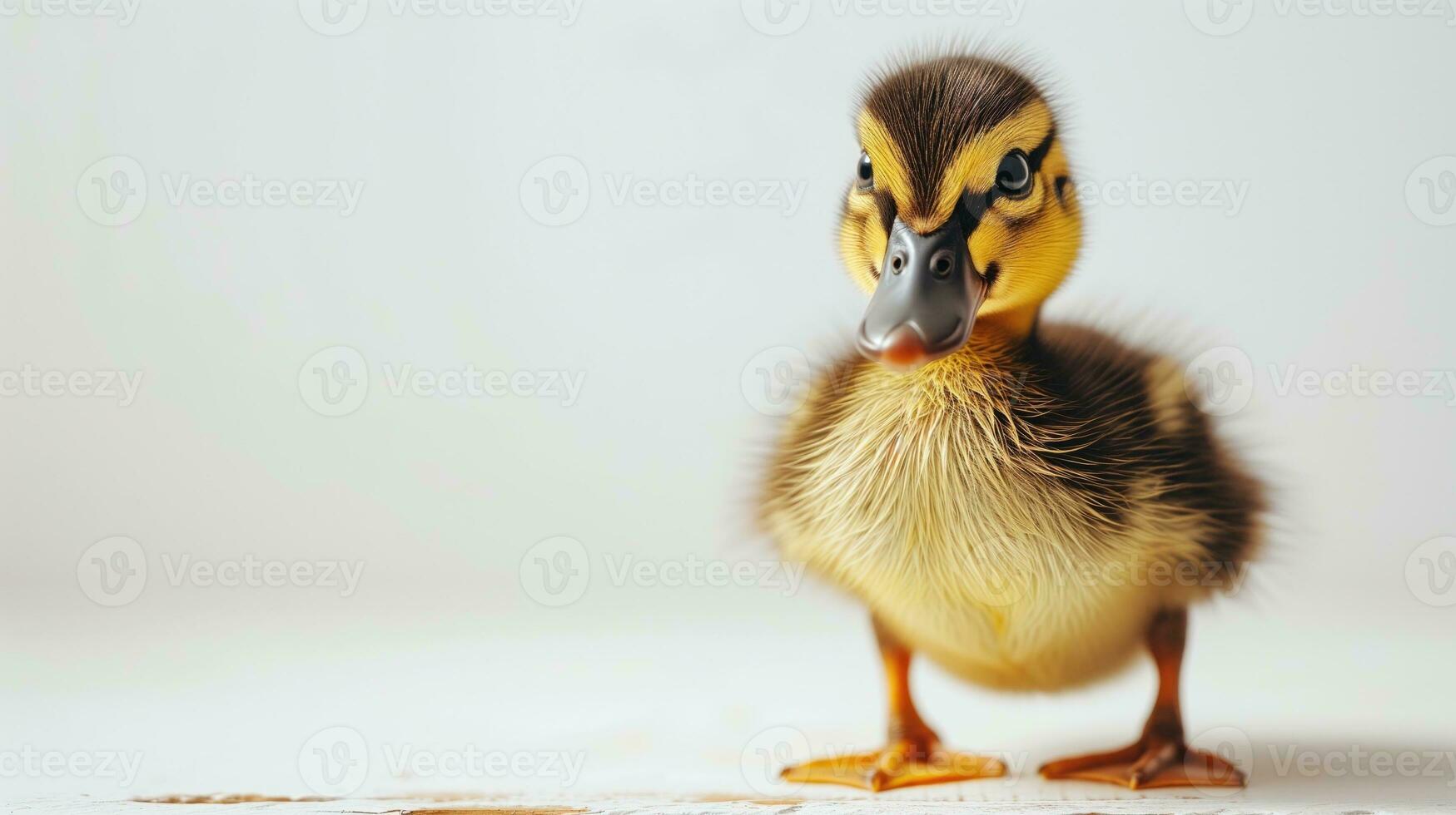 AI generated An adorable duckling gazing at the camera on a white background photo