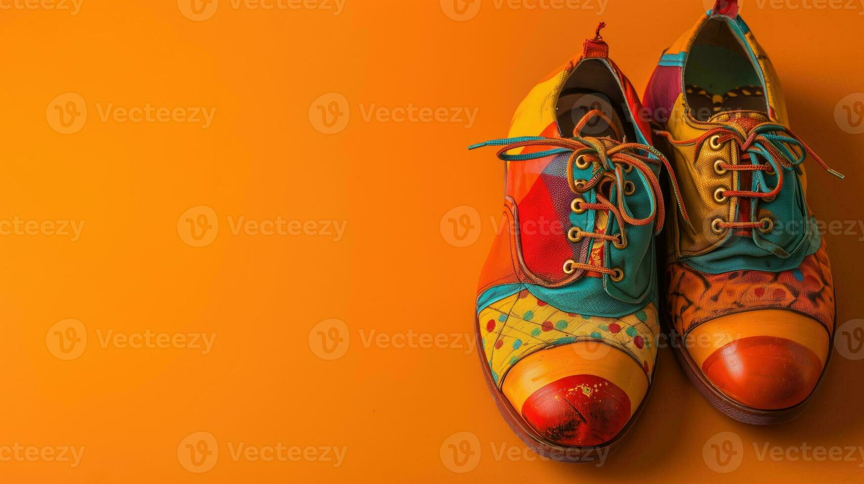 ai generado artístico vistoso Zapatos en un vibrante antecedentes foto