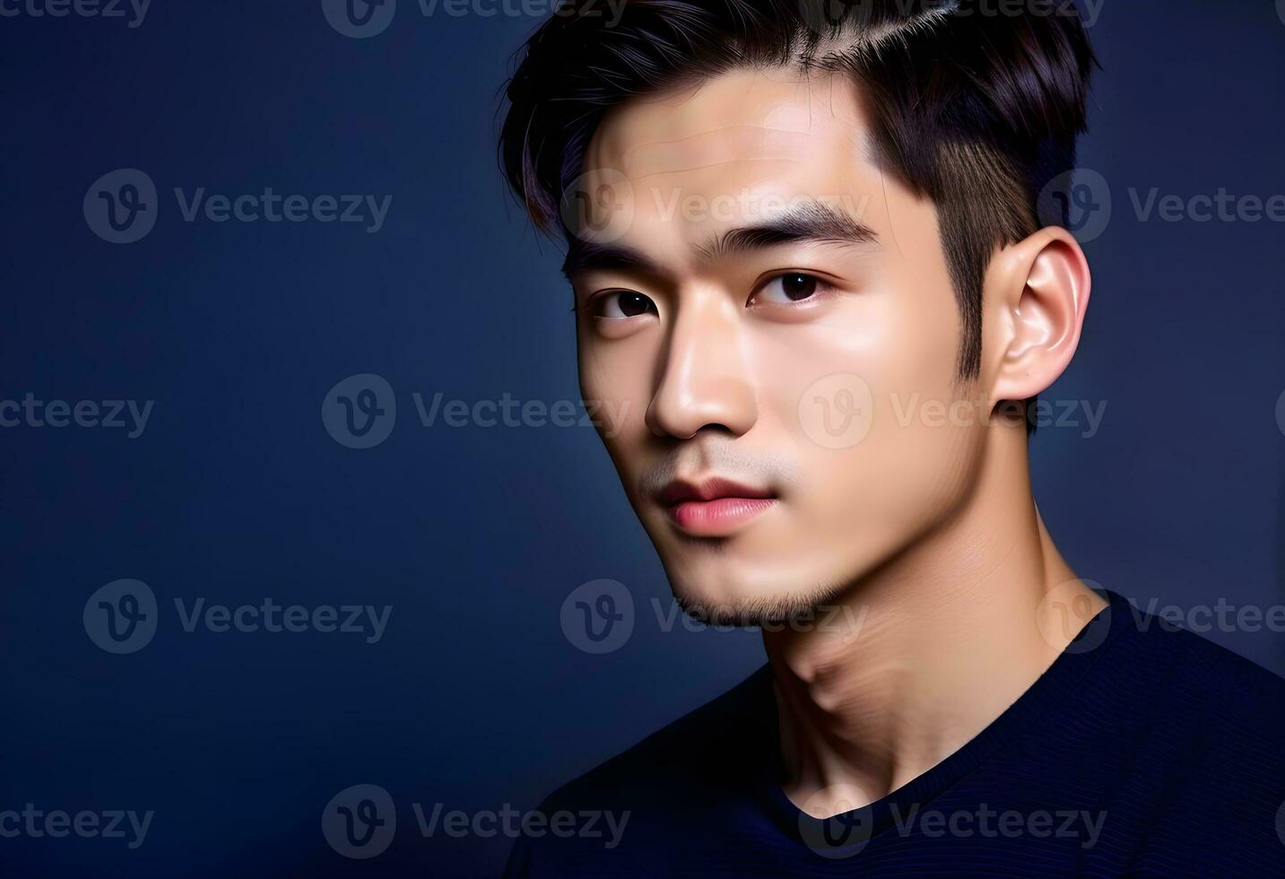 AI generated Portrait of young Asian man. Men's beauty concept. Men's cosmetics. photo
