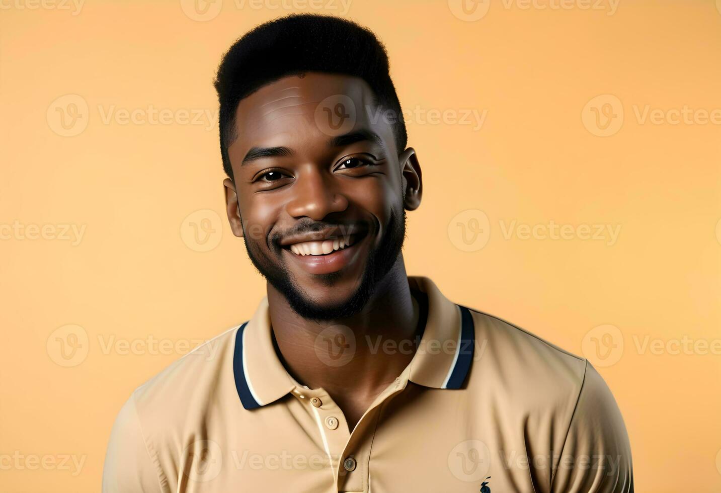 AI generated Studio portrait of happy African American man. photo