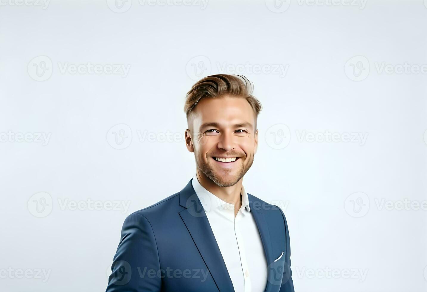 AI generated Portrait of handsome caucasian man in formal suit looking photo