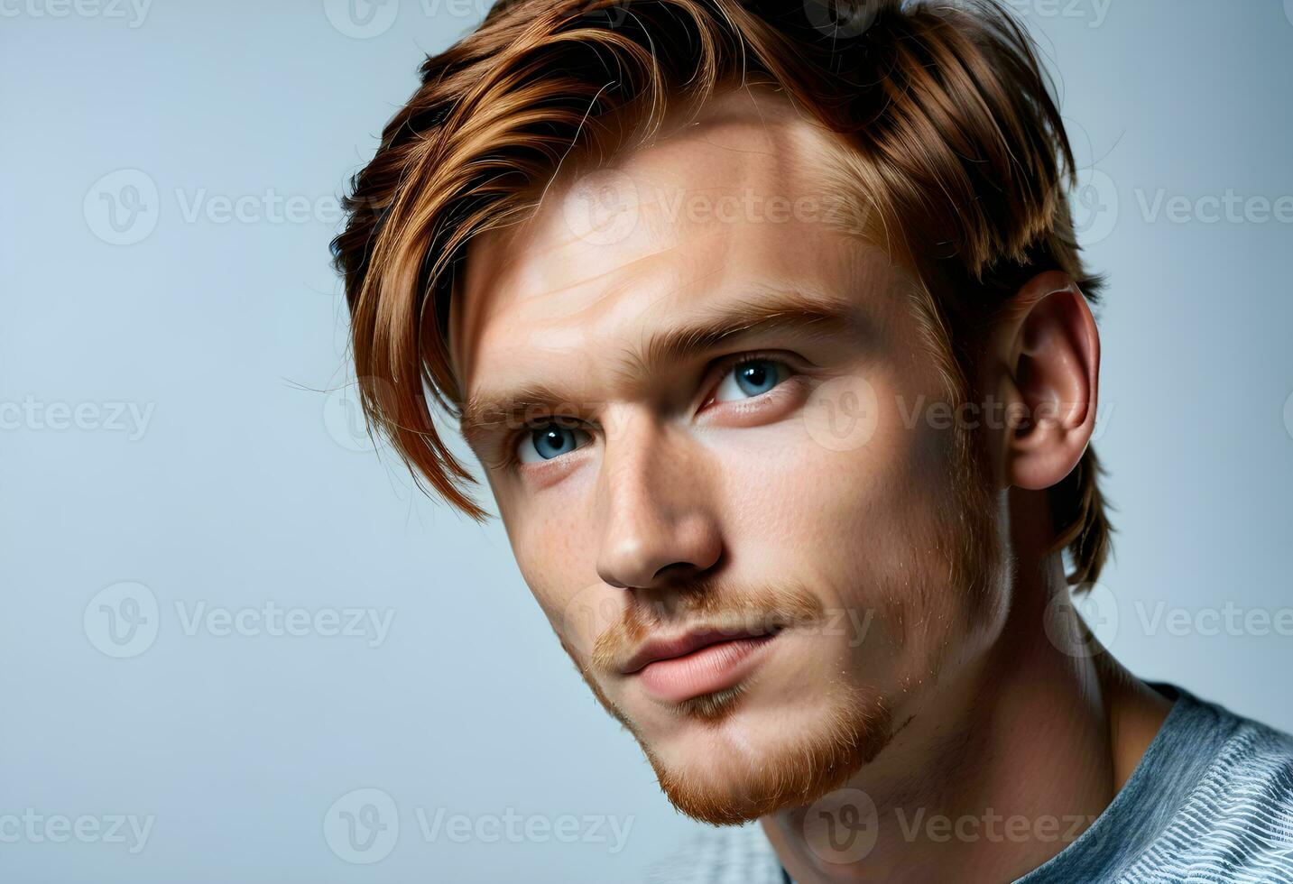 AI generated Close-up portrait of handsome young red-haired man posing photo