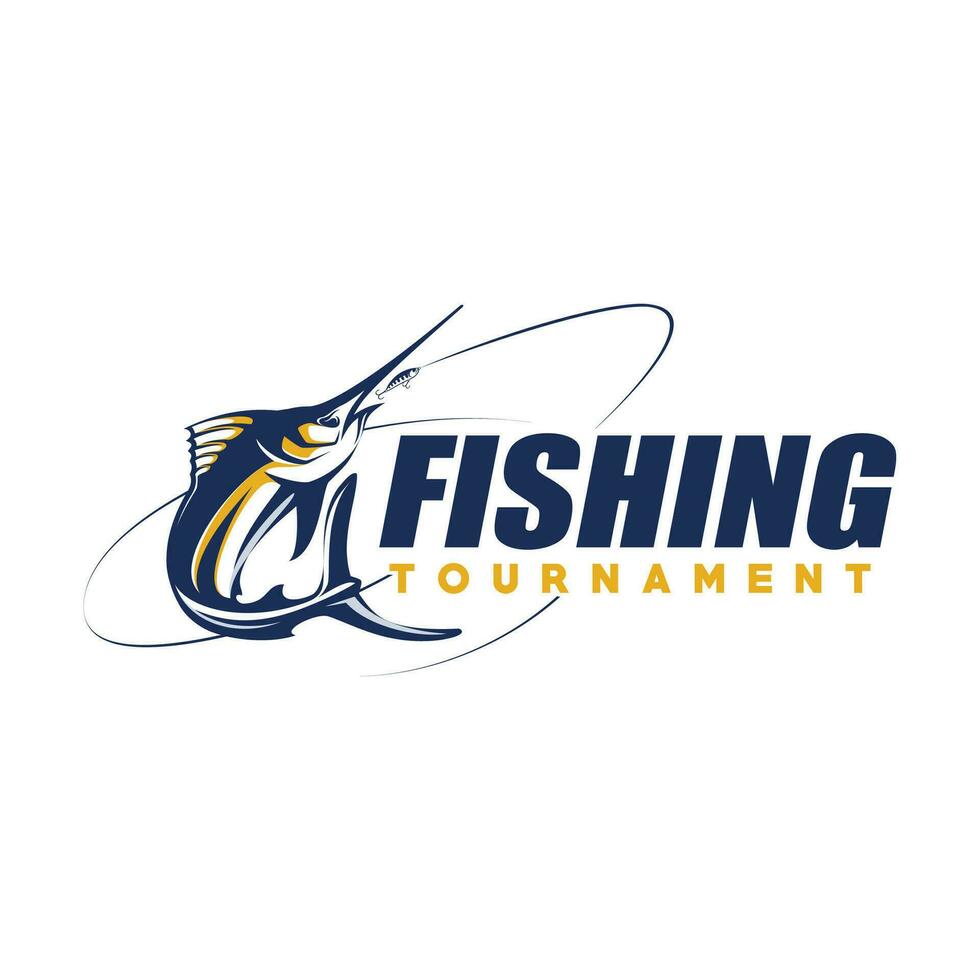 Marlin Fishing tournament logo template vector. Marlin Fish Jumping Illustration Logo design vector