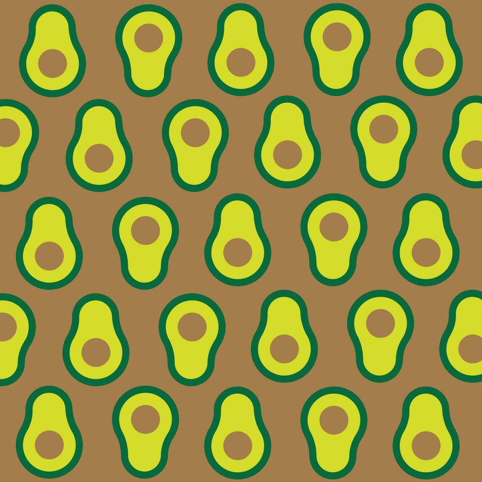 Pattern with avocado fruit on brown background. Avocados for textile printing vector illustration