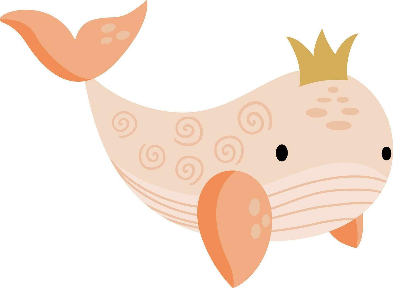 Friendly whale princess with crown vector