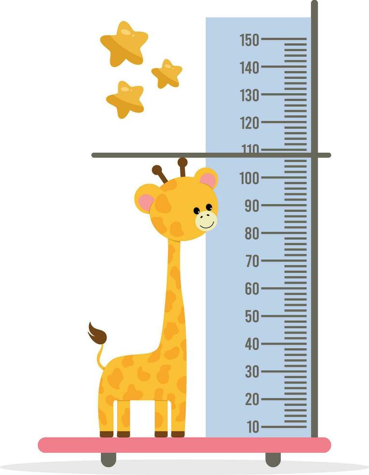 Cute giraffe ruler for baby growth vector