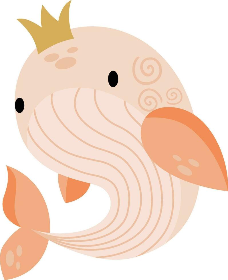 Adorable whale princess with crown vector