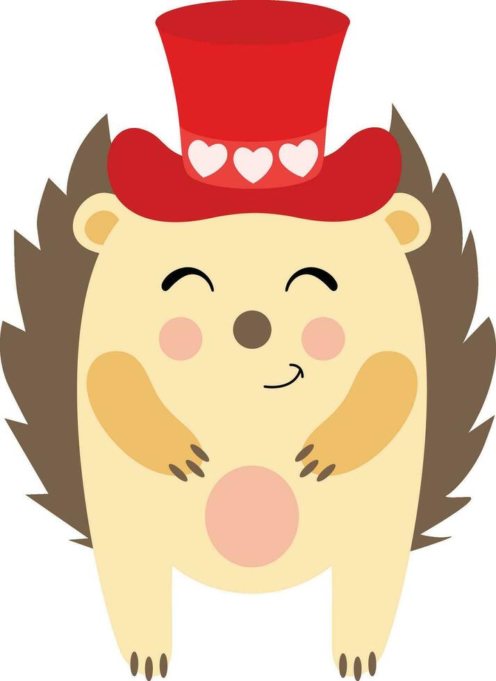 Adorable hedgehog with red hat vector