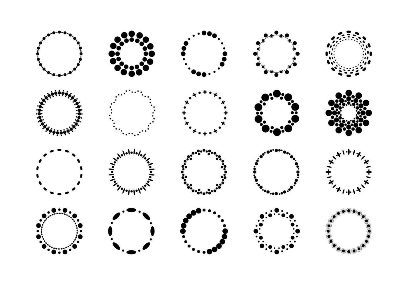 Dotted Circle Frame Element Set vector
