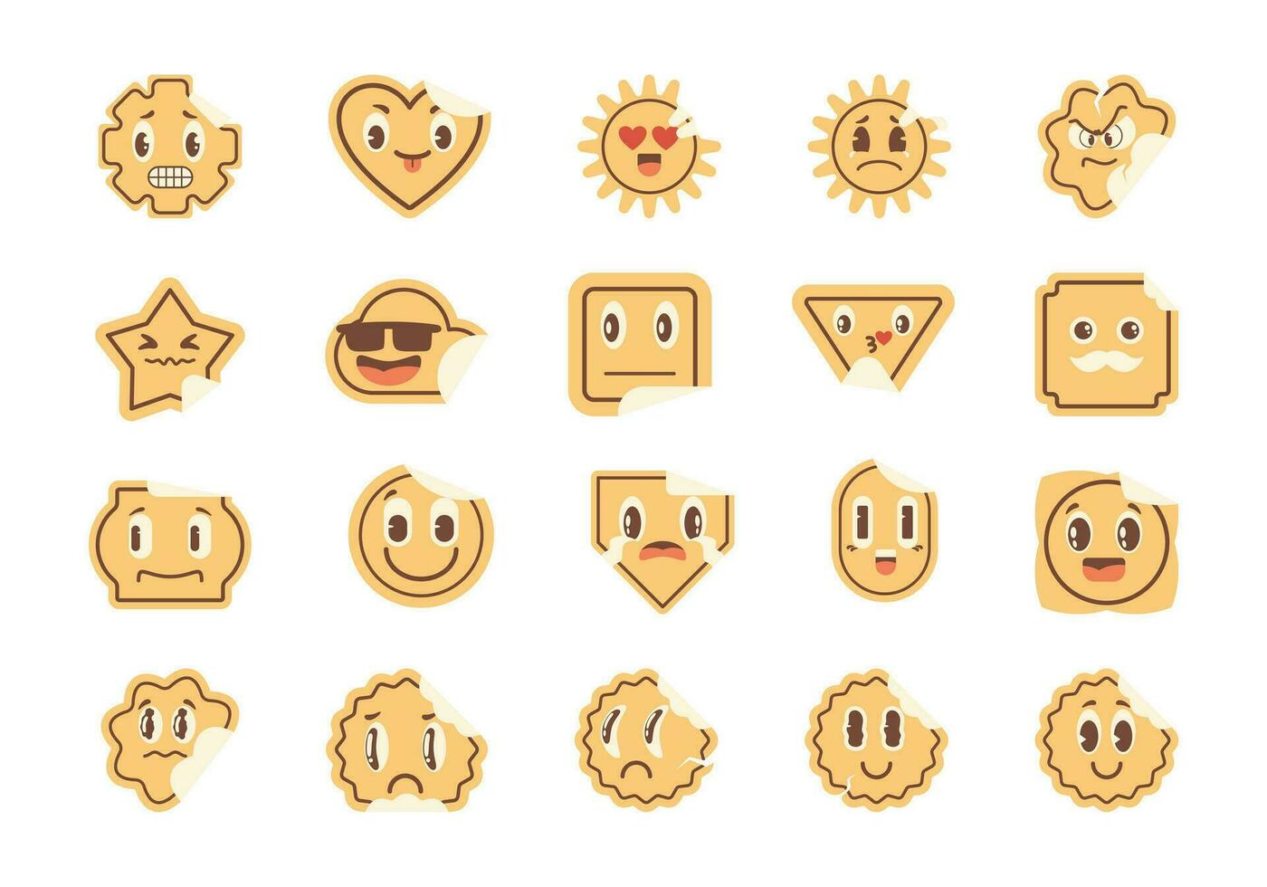 90s retro emoticon pegatina conjunto vector