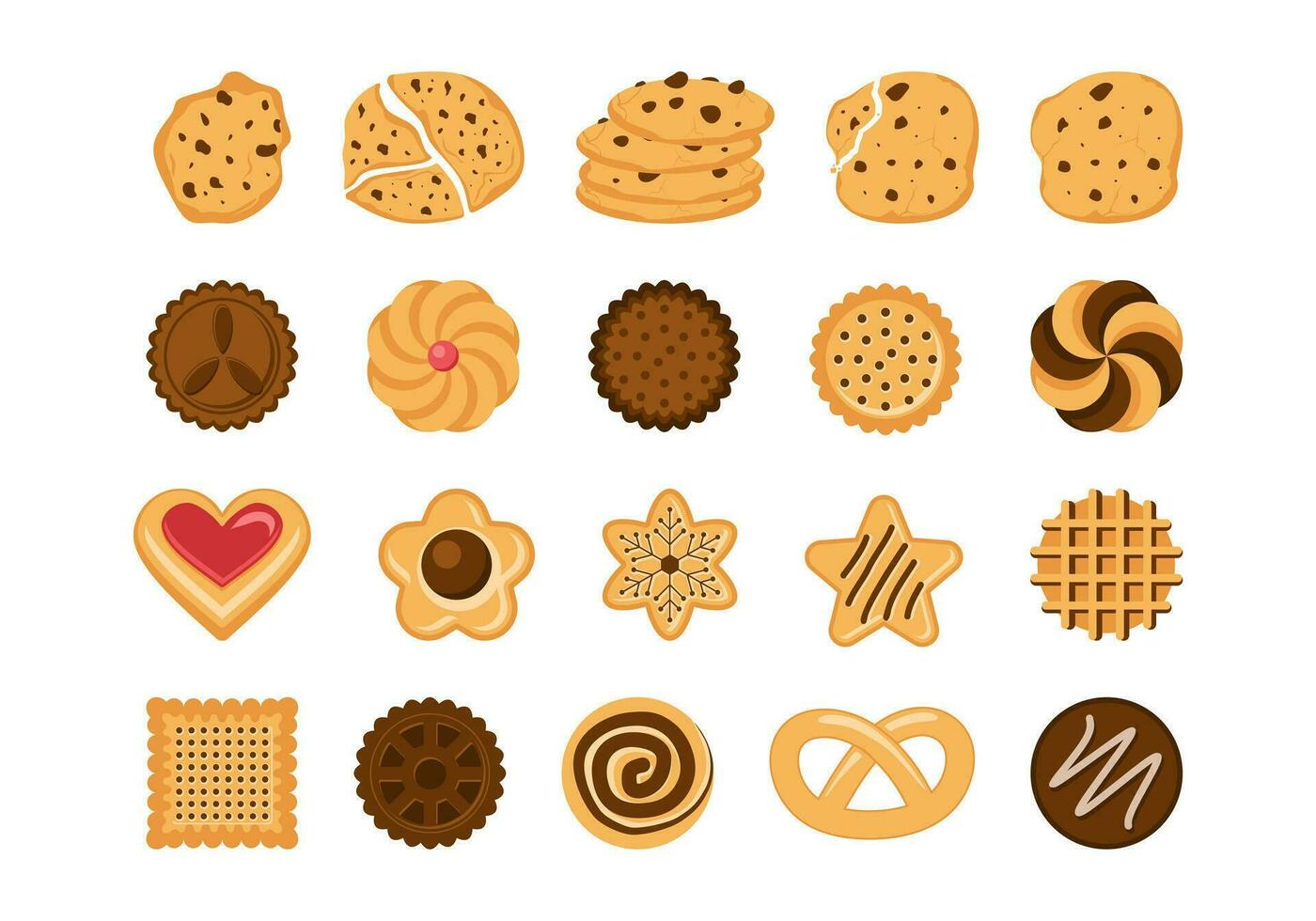 Cute Cookies Illustration Element Set vector