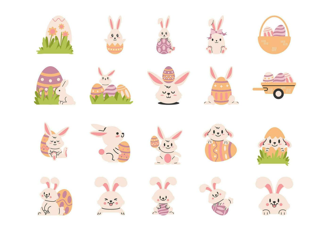 Cute Easter Egg Illustration Element Set vector