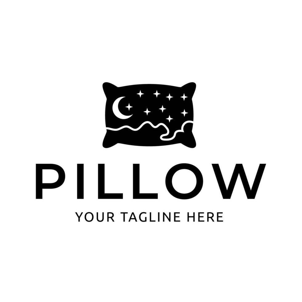 Simple Design Sleeping Pillow. Logo for Business, Interior, Furniture and Sleep Symbol. vector