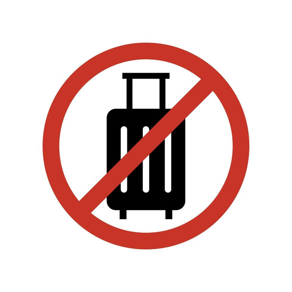 Ban on luggage. Flat illustration of suitcases in the prohibition sign. vector