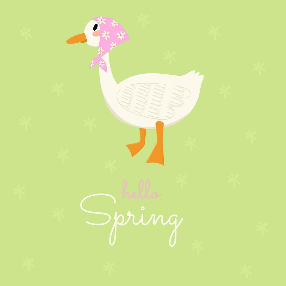 Cute goose character. Hello spring concept. Happy Easter.Used for greeting card, and poster design. vector