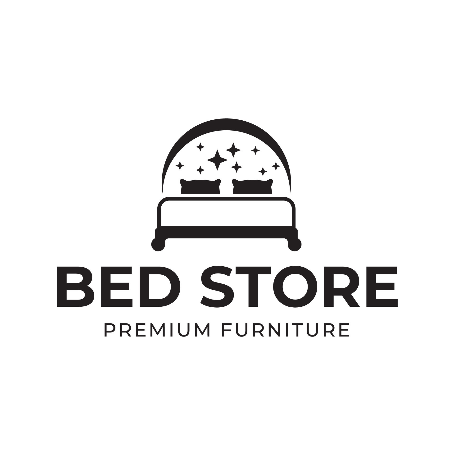Bed store logo. Simple Furniture Bed Store Logo Template Vector