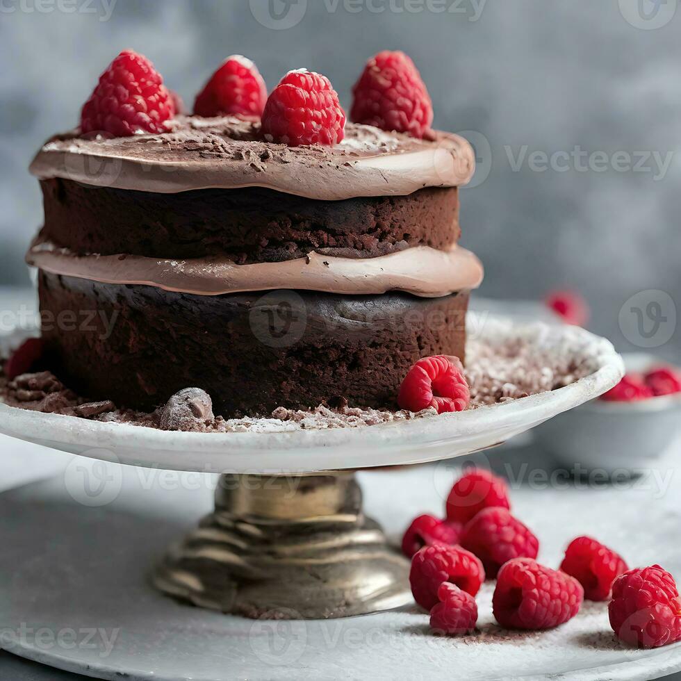 AI generated Decadent Delight Close-Up of Chocolate Cake photo